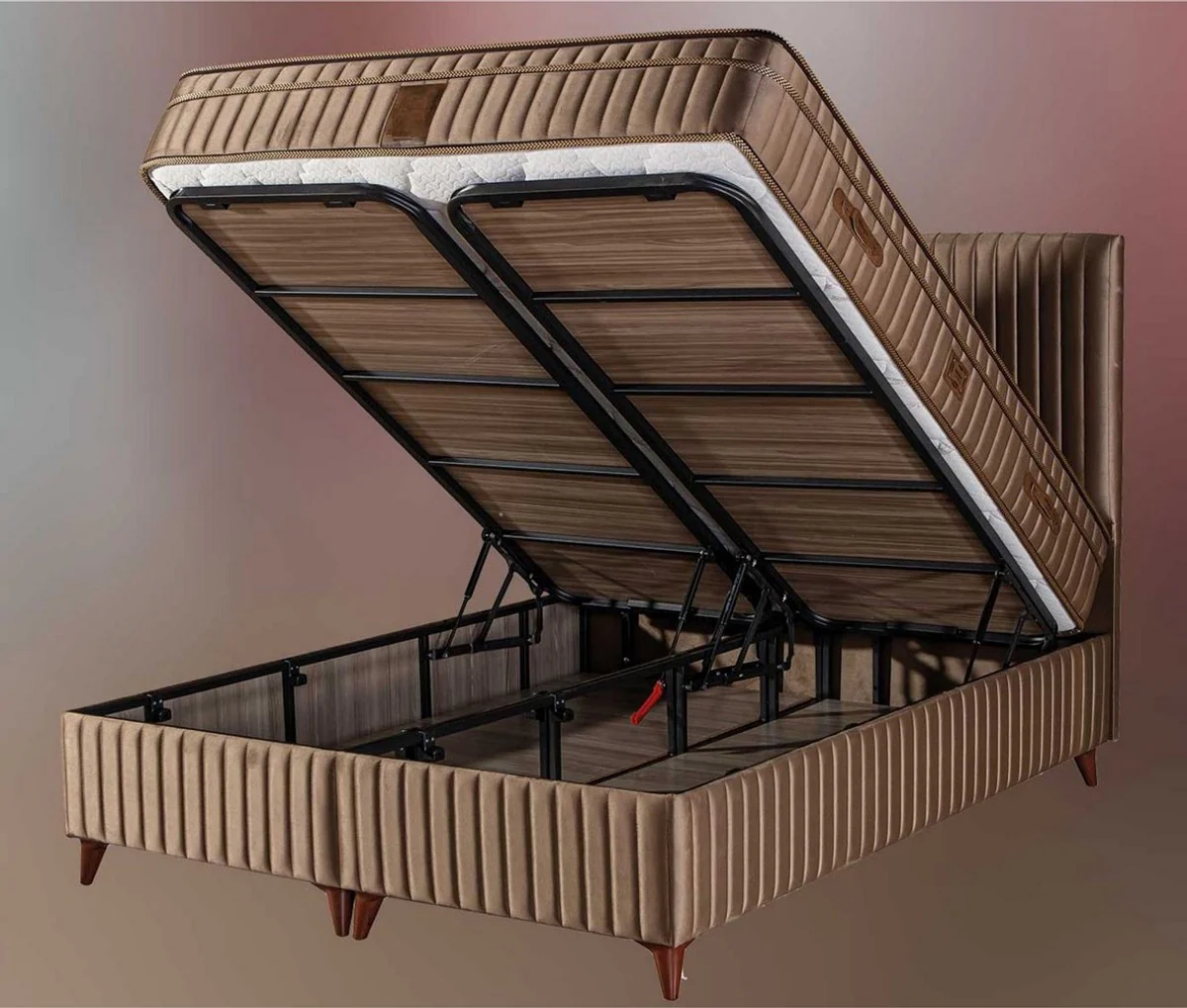 Luxus Doppelbett mit Matratze Braun 180 x 200 cm - Schlafzimmer Möbel