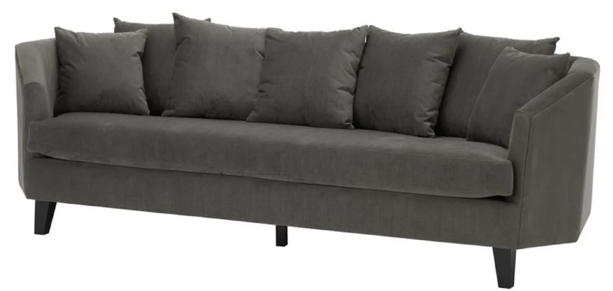 Luxus Sofa mit Kissen Dunkelgrau / Schwarz 240 x 95 x H. 78 cm - Luxus Wohnzimmermöbel