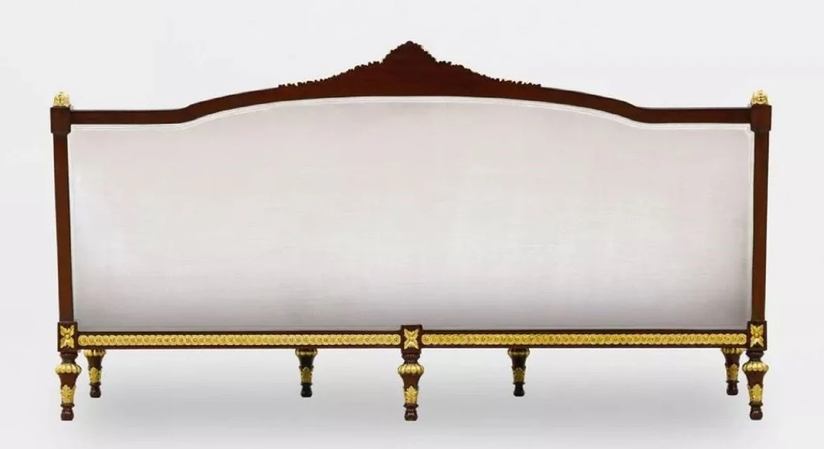 Luxus Barock Wohnzimmer 3er Sofa Grau / Dunkelbraun / Gold - Handgefertigtes Barockstil Sofa - Luxus Wohnzimmer Möbel im Barockstil - Barock Möbel - Edel & Prunkvoll