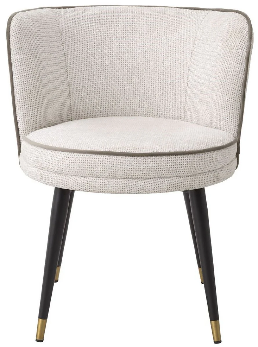 Luxus Esszimmerstuhl Weiß / Grau / Schwarz / Messingfarben 62 x 62 x H. 76 cm - Drehbarer Küchenstuhl - Drehstuhl - Vintage Retro Stuhl - Esszimmermöbel