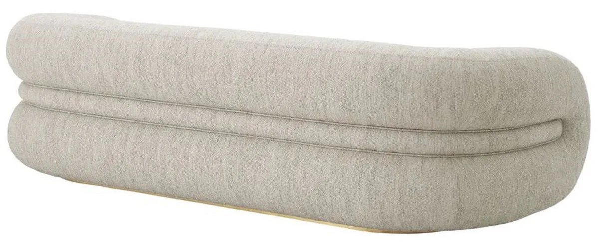Luxus Sofa Hellgrau / Messing 230 cm - Luxus Wohnzimmer & Hotel Möbel