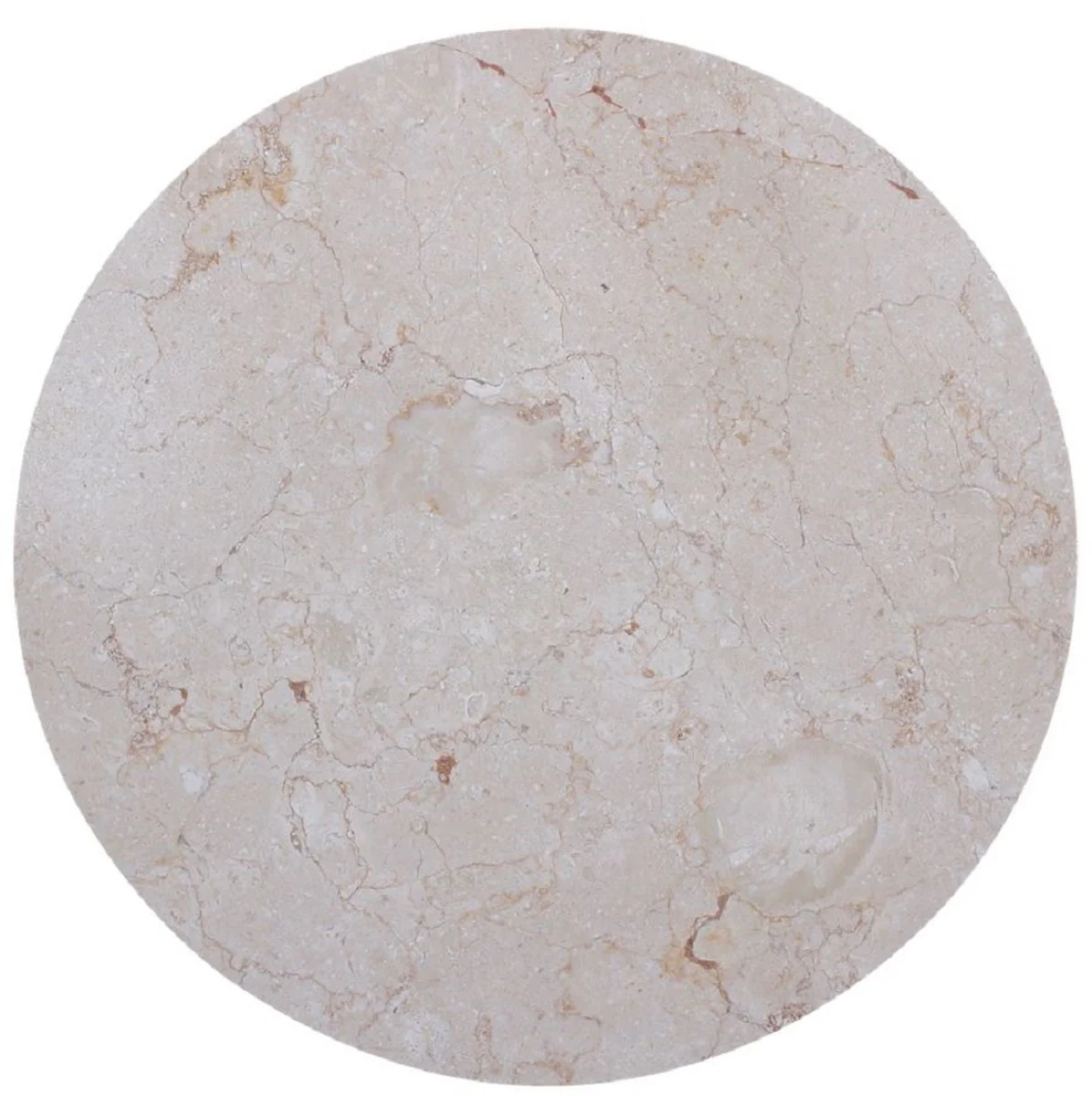 Luxus Couchtisch Cremefarben / Dunkelbraun Ø 130 x H. 45 cm - Runder Wohnzimmertisch mit Marmorplatte - Wohnzimmer Möbel