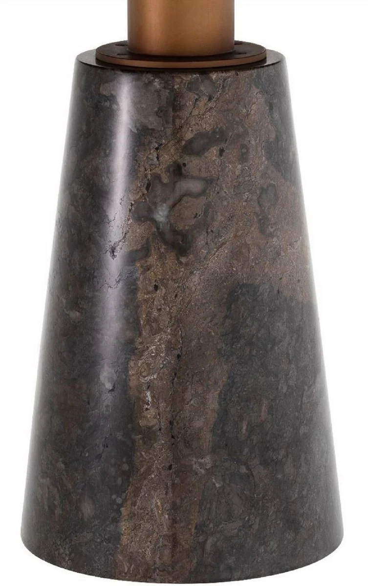 Luxus Esstisch Grau Ø 132 x H. 76 cm - Runder Marmor Küchentisch - Luxus Esszimmer Möbel