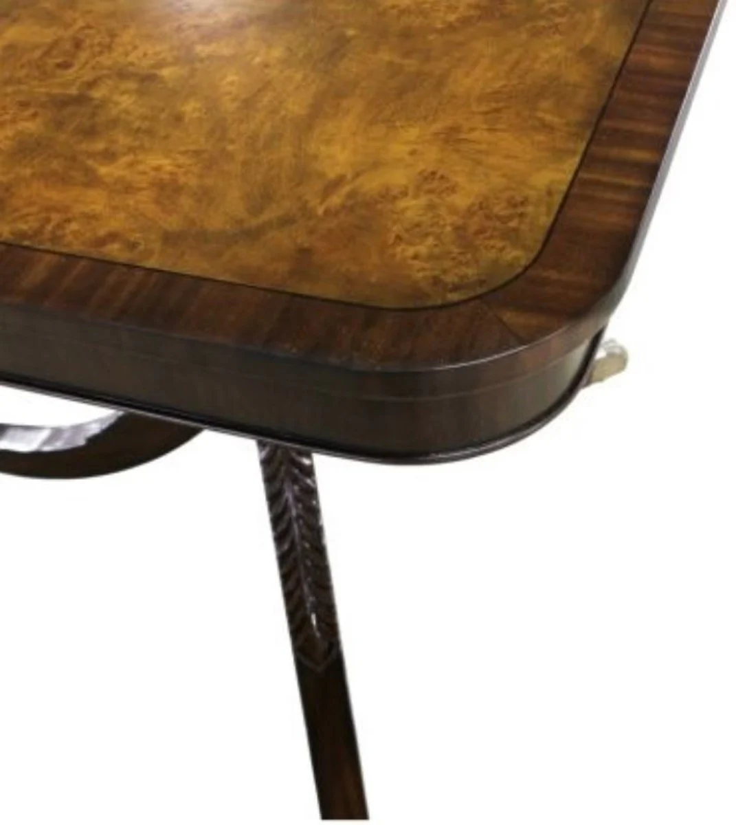 Luxus Mahagoni Esstisch mit Rollen Hellbraun / Dunkelbraun 180 x 95 x H. 89 cm - Luxus Esszimmermöbel