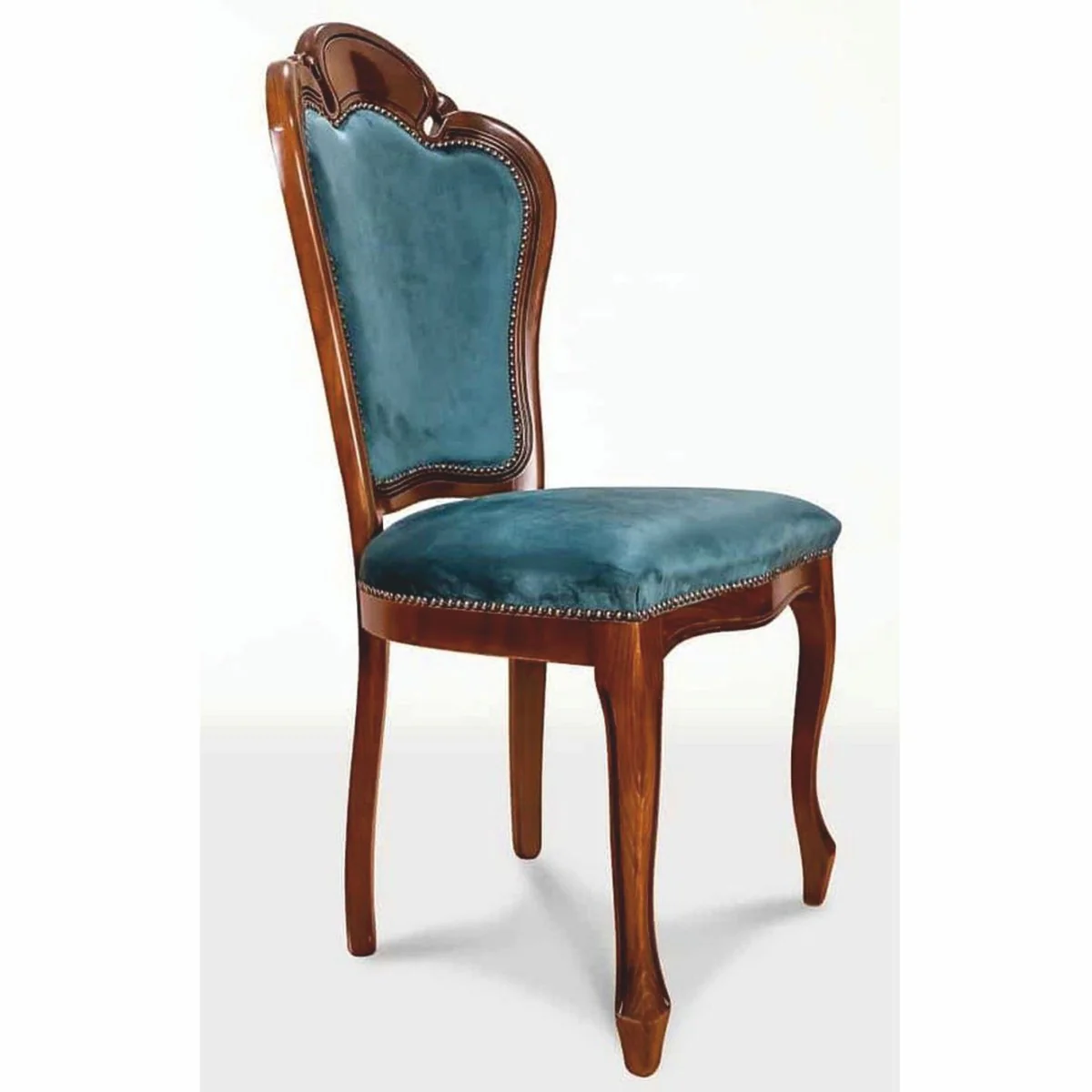 Luxus Barock Esszimmer Stuhl 6er Set Blau / Braun - Barock Möbel