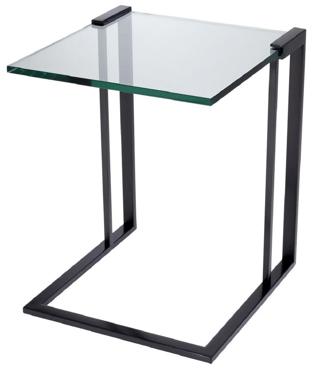 Luxus Beistelltisch Bronzefarben 45 x 45,5 x H. 56,5 cm - Edelstahl Tisch mit Glasplatte - Luxus Wohnzimmer Möbel