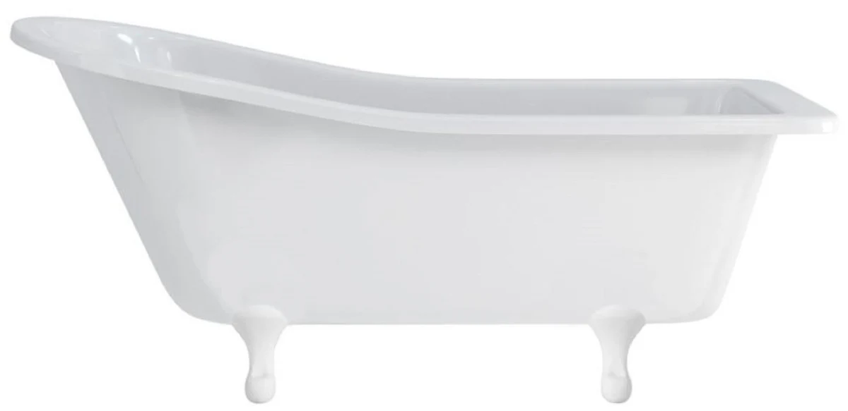 Luxus Jugendstil Badewanne Weiß / Weiß 169 x 73 x H. 77 cm - Freistehende Retro Acryl Badewanne - Nostalgische Retro Badezimmer Möbel