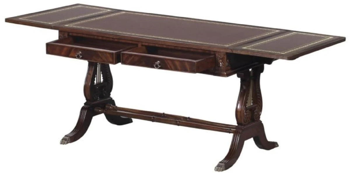 Luxus Barock Couchtisch Dunkelbraun / Braun 84 x 56,3 x H. 49,5 cm - Wohnzimmermöbel