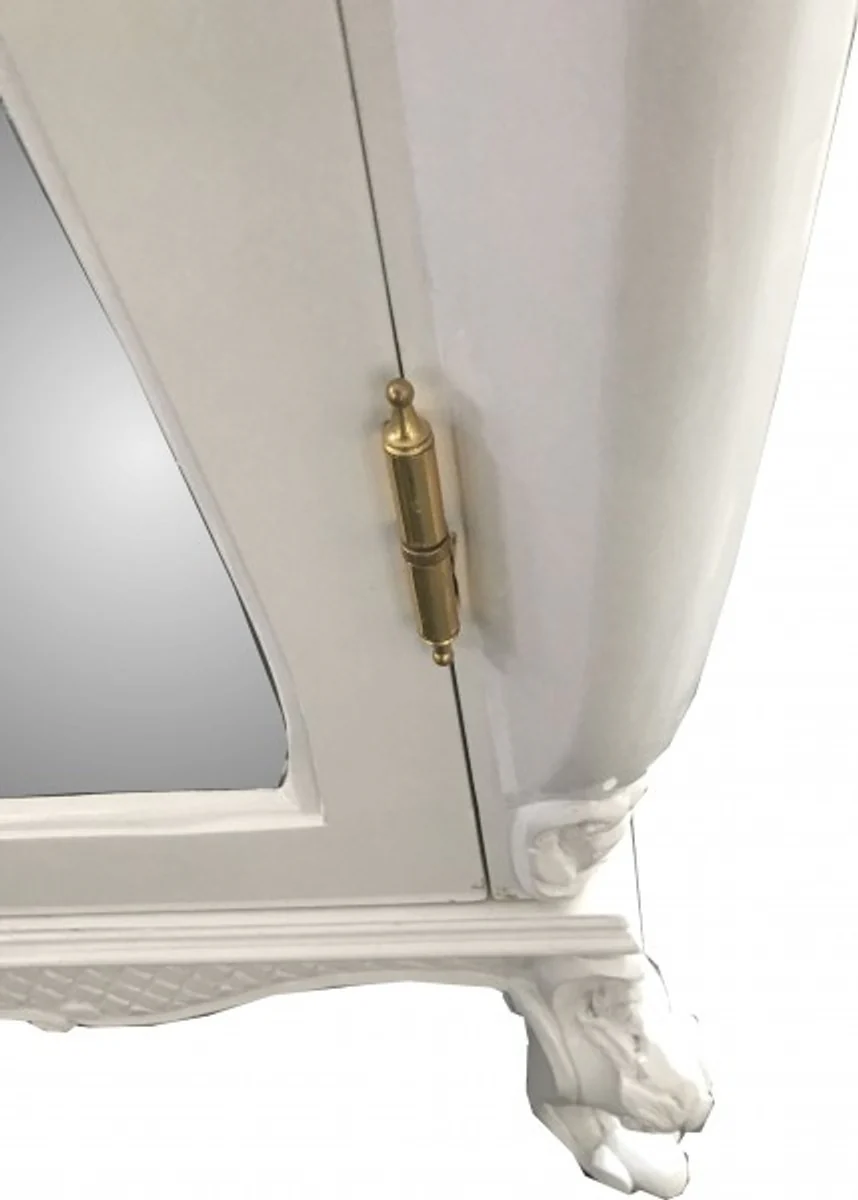 Barock Kleiderschrank Weiß Hochglanz B 110 x H 230 cm Schlafzimmer Schrank - Antik Stil