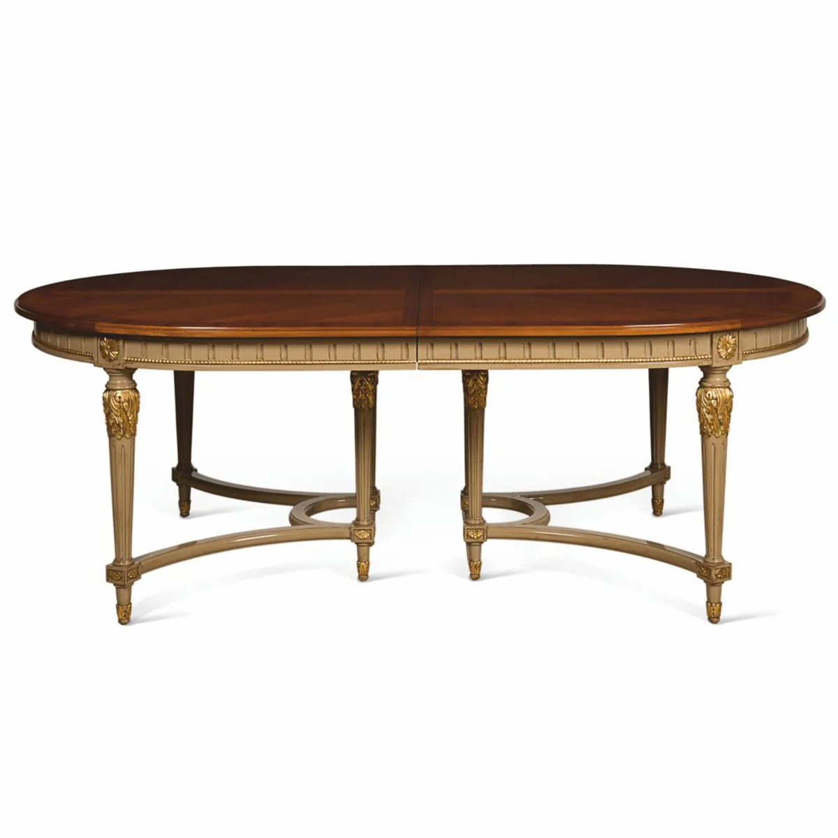 Luxus Barock Esstisch Braun / Grau / Gold 220-340 cm - Barock Möbel - Made in Italy