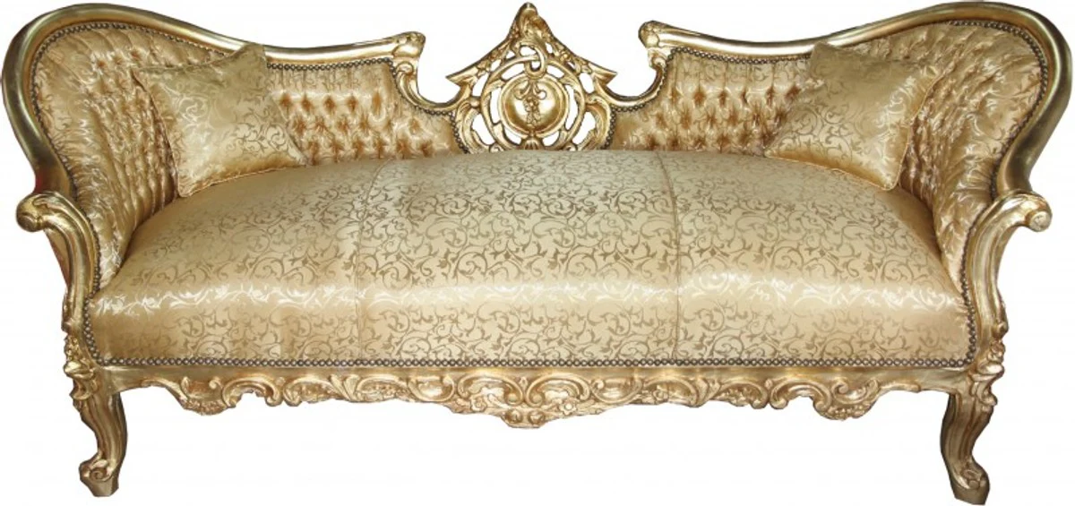 Barock Sofa Garnitur Vampire Gold Muster Satin - Antik Design