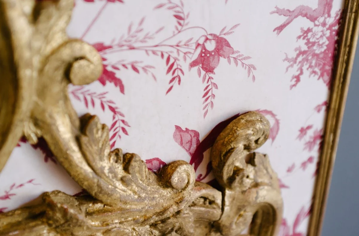 Luxus Barock Spiegel Antik Gold / Weiß / Rot - Rechteckiger italienischer Barockstil Wandspiegel - Barock Möbel - Luxus Möbel im Barockstil - Luxus Qualität - Made in Italy