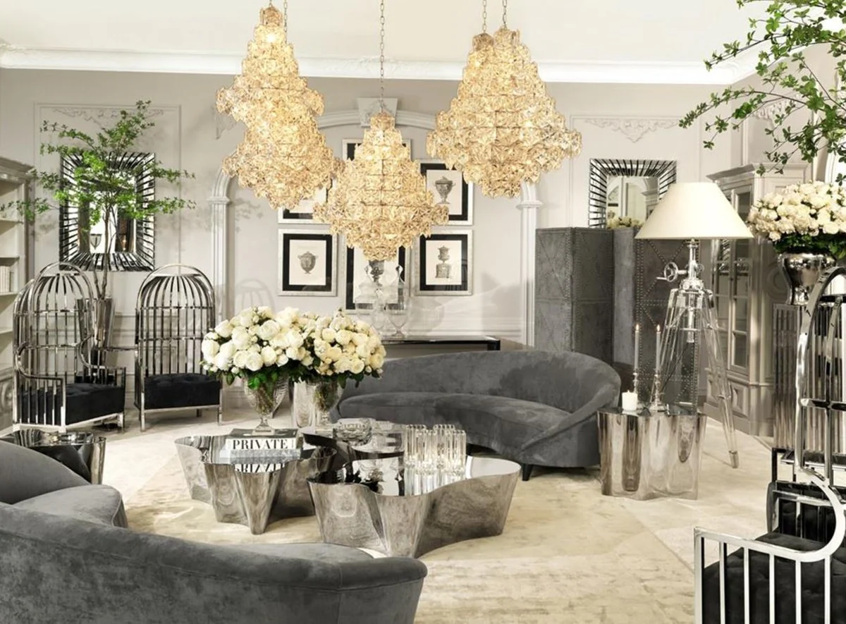 Designer Sofa Hellgrau 245 x 87 x H. 79 cm - Luxus Hoteleinrichtung