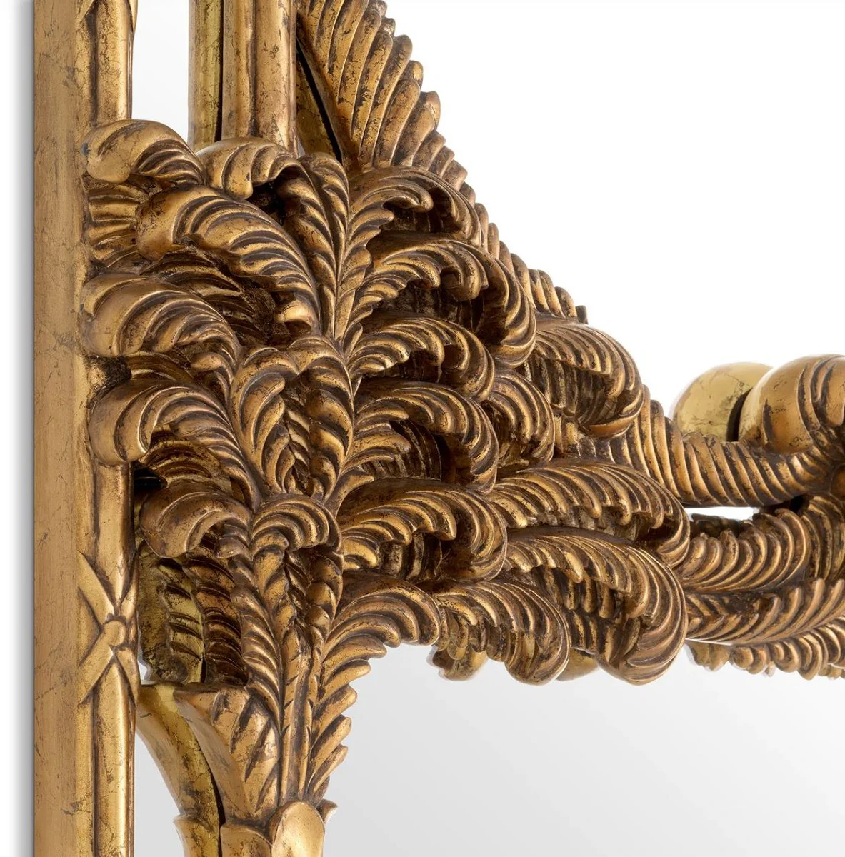 Luxus Mahagoni Wandspiegel Antik Gold 95 x 9,5 x H. 229,5 cm - Rechteckiger Garderoben Spiegel - Wohnzimmer Spiegel - Garderoben Möbel - Wohnzimmer Möbel - Luxus Möbel