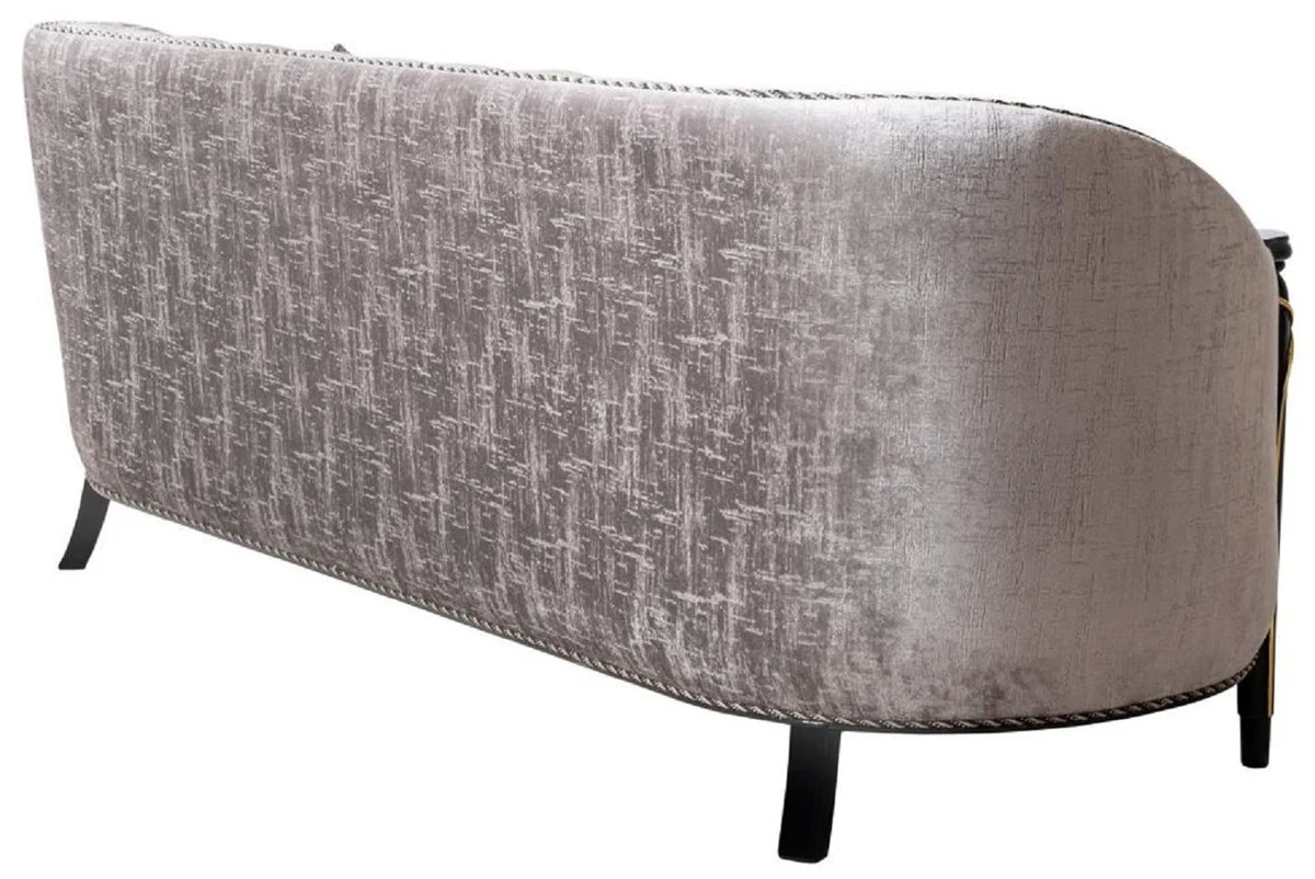 Luxus Barock Wohnzimmer Sofa Silber / Schwarz / Gold 245 cm
