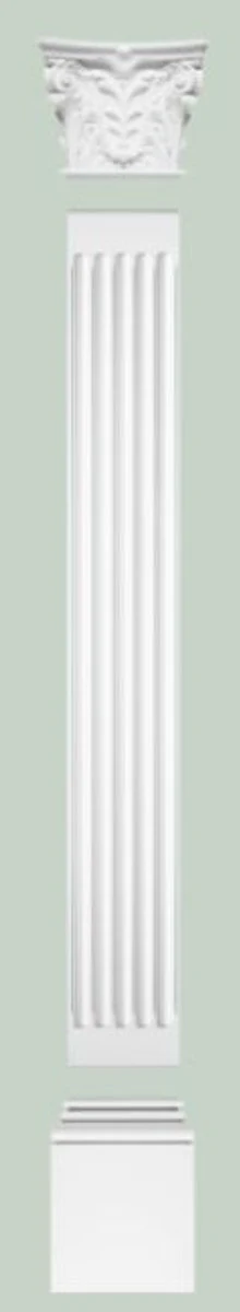 Barock Zierelement Säulen Kopfteil Weiß 42,5 x 10,5 x H. 35 cm - Wanddeko im Barockstil
