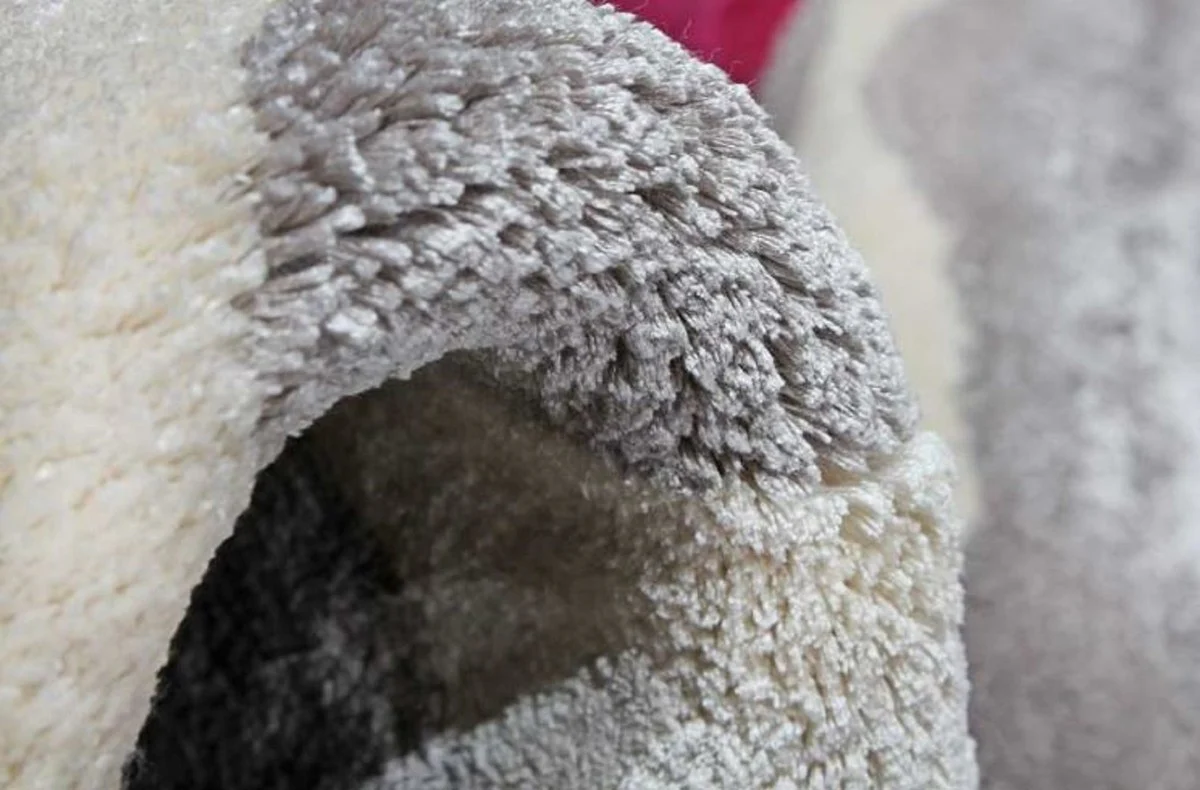 Luxus Viskose Teppich mit Zebra Design Grau / Creme / Rot 160 x 230 cm - Wohnzimmer Teppich - Moderner Schlafzimmer Teppich - Luxus Interior - Luxus Qualität