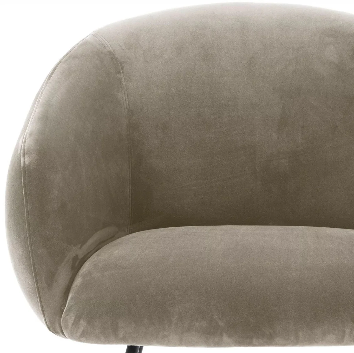 Luxus Esszimmerstuhl mit Armlehnen Greige / Schwarz 61 x 60 x H. 79 cm - Küchenstuhl mit edlem Samtstoff - Esszimmer Möbel - Küchen Möbel - Luxus Möbel - Luxus Einrichtung