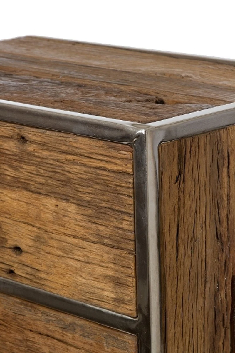 Luxus Kommode mit 5 Schubladen Braun / Silber 60 x 40 x H. 110 cm - Luxus Möbel