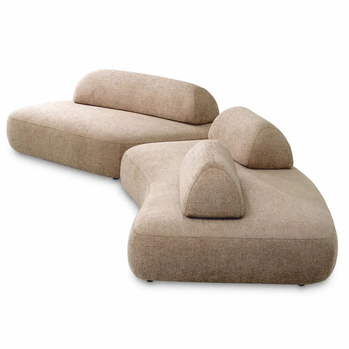 Luxus Sofa Sandfarben / Schwarz - Modulares 2-Teiliges Wohnzimmer Sofa