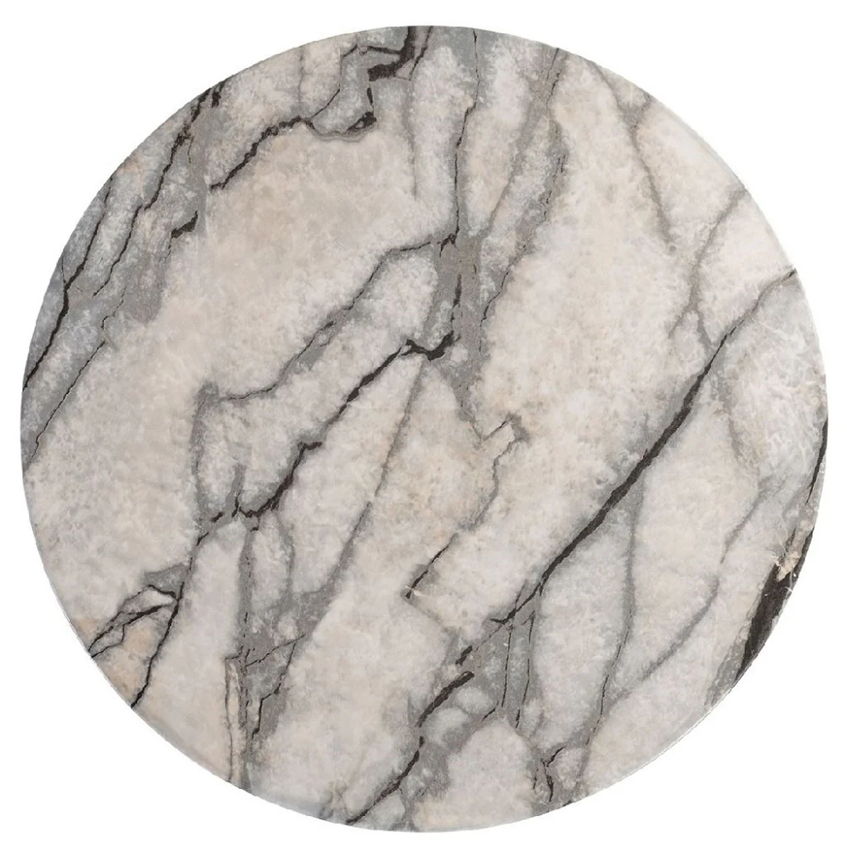 Luxus Beistelltisch / Hocker in Marmoroptik Weiß Ø 38 x H. 45 cm - Wohnzimmer Möbel in Marmoroptik - Luxus Möbel - Luxus Kollektion