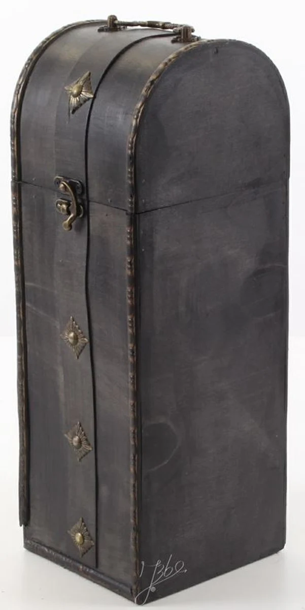 Art Deco Weinkoffer / Weinbox Schwarz 14,5 x 12,5 x H. 37 cm - Holzkoffer