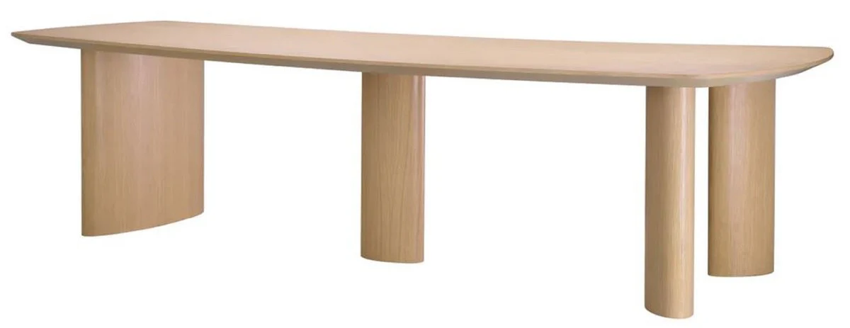 Luxus Esstisch Naturfarben 300 x 120 x H. 76,5 cm - Massivholz Küchentisch mit leicht gebogener Tischplatte - Esszimmer Möbel - Küchen Möbel - Luxus Möbel - Luxus Einrichtung