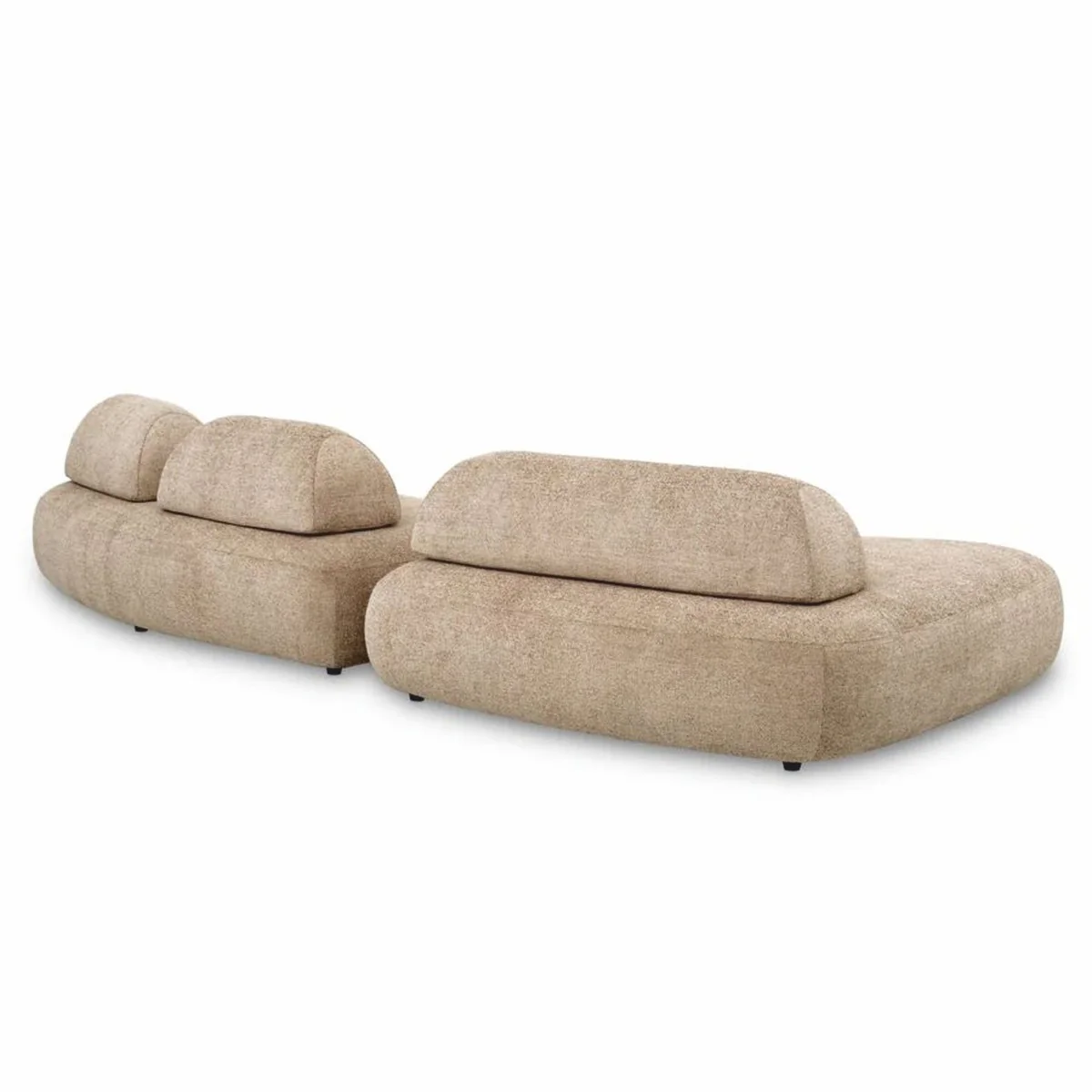 Luxus Sofa Sandfarben / Schwarz - Modulares 2-Teiliges Wohnzimmer Sofa