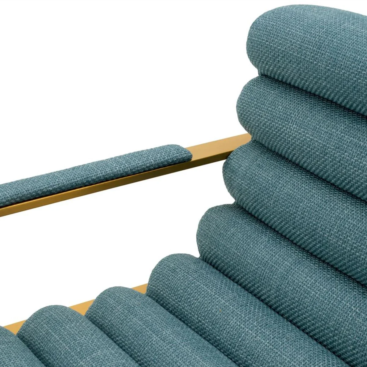 Luxus Barstuhl mit Armlehnen Blau / Messing 53,5 x 57,5 x H. 107 cm - Gepolsterter Edelstahl Barhocker - Bar Möbel - Luxus Möbel - Luxus Qualität