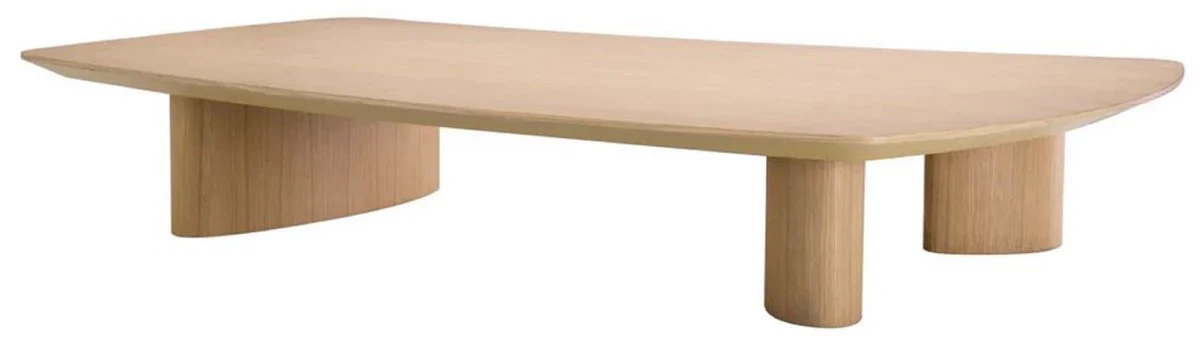 Luxus Couchtisch Naturfarben 185 x 120 x H. 30 cm - Massivholz Wohnzimmertisch mit leicht gebogener Tischplatte - Wohnzimmer Möbel - Hotel Möbel - Luxus Möbel - Luxus Einrichtung