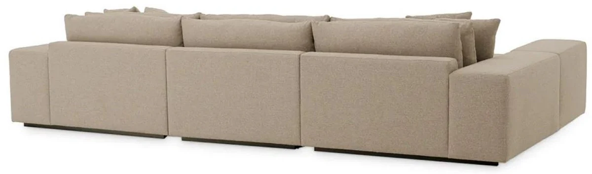 Luxus Ecksofa mit Kissen Grau / Schwarz 380 x 200 x H. 90 cm - Wohnzimmer Sofa - Hotel Sofa - Wohnzimmer Möbel - Hotel Möbel - Luxus Möbel - Luxus Qualität