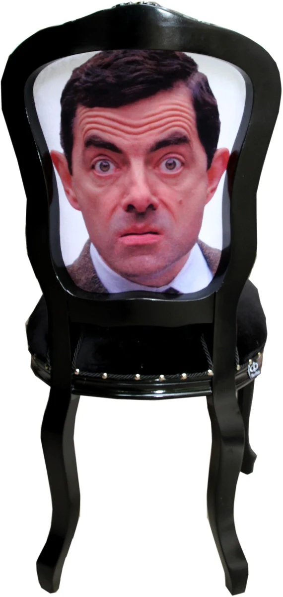 Barock Luxus Esszimmer Stuhl Karikatur Design / Schwarz - Designer Stuhl - Design Möbel