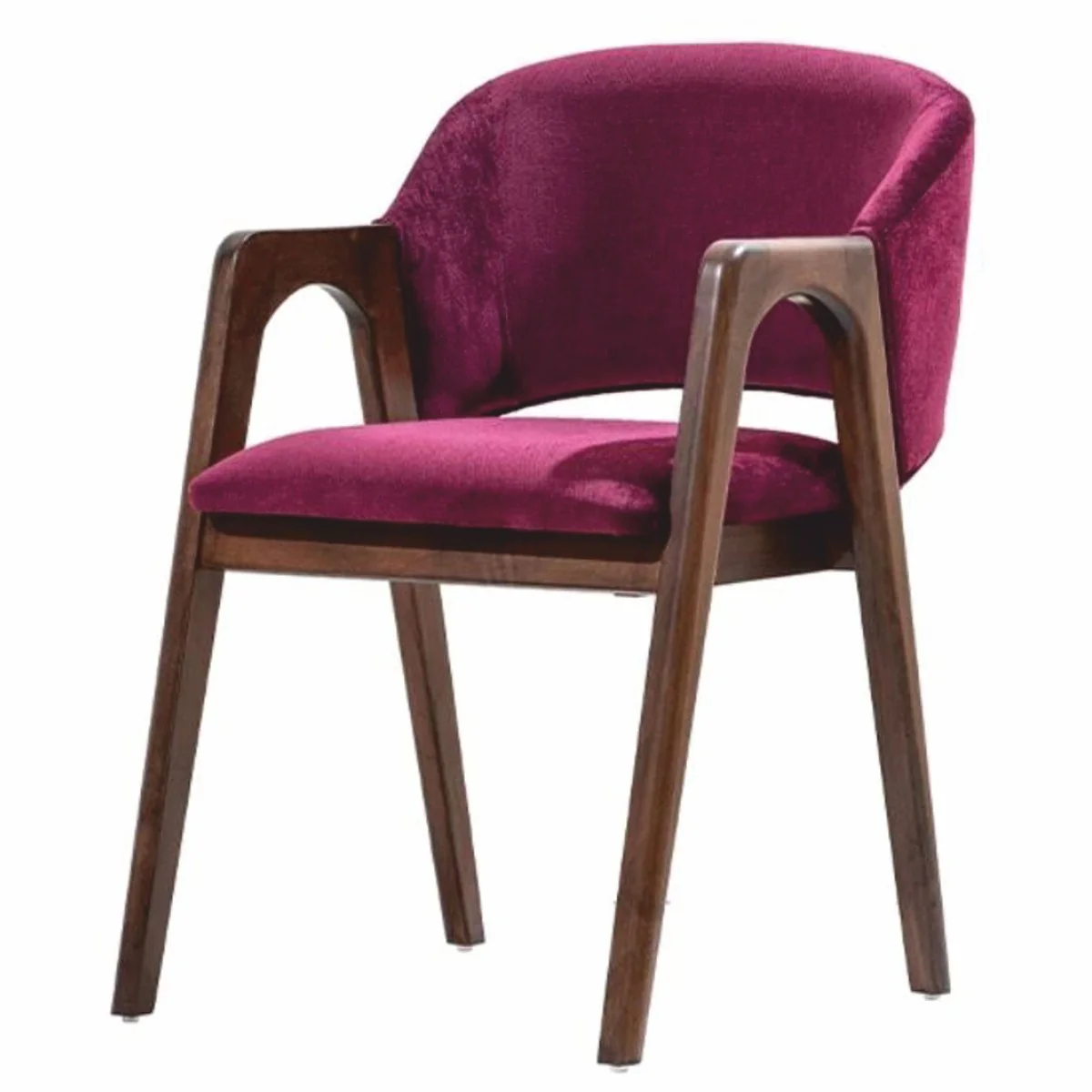 Luxus Samt Esszimmer Stuhl mit Armlehnen Lila / Braun - Esszimmer Möbel