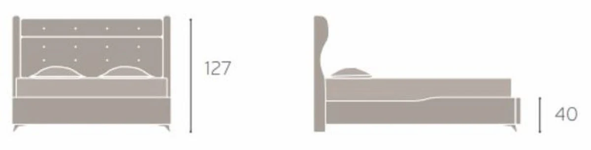 Luxus Doppelbett Grau - Modernes Massivholz Bett - Moderne Schlafzimmer & Hotel Möbel - Luxus Kollektion