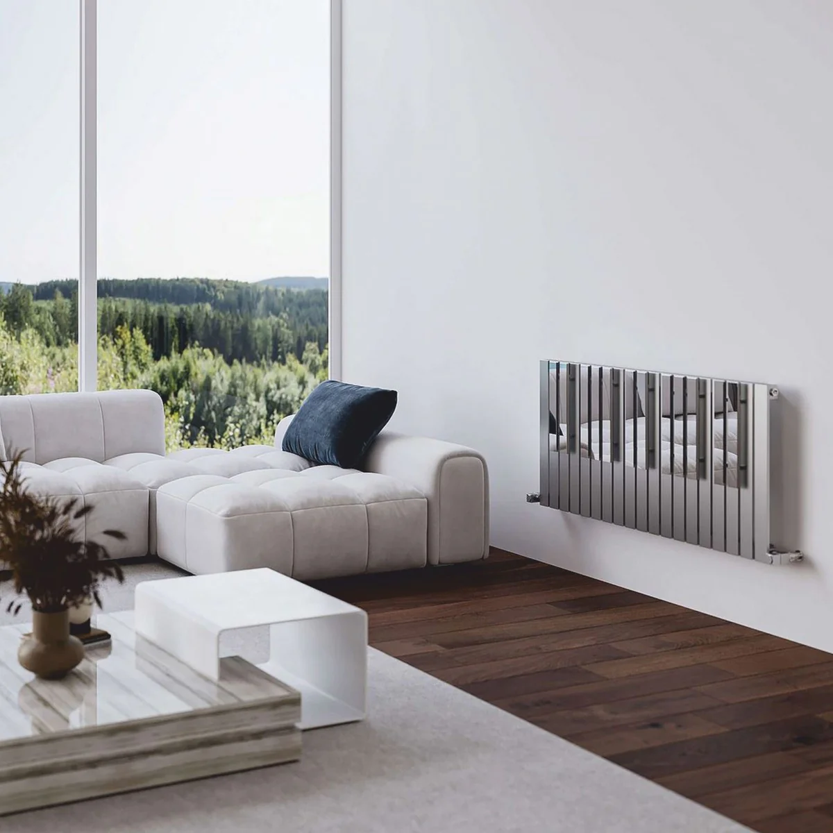 Luxus Edelstahl Wandheizung in Klaviertastenform Grau / Silber 113 cm