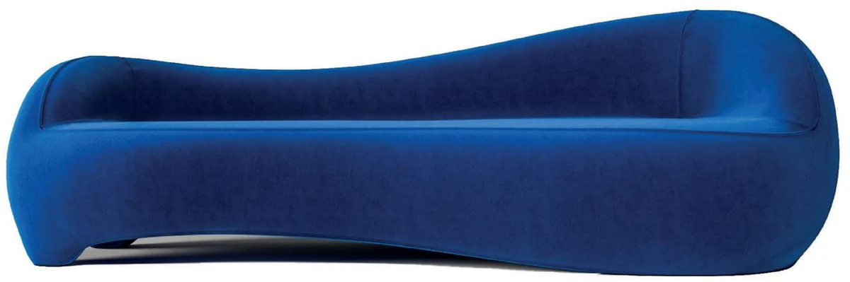 Luxus Samt Sofa Blau 280 x 105 x H. 68 cm - Wohnzimmer Sofa - Hotel Sofa - Wohnzimmer Möbel - Hotel Möbel - Luxus Möbel