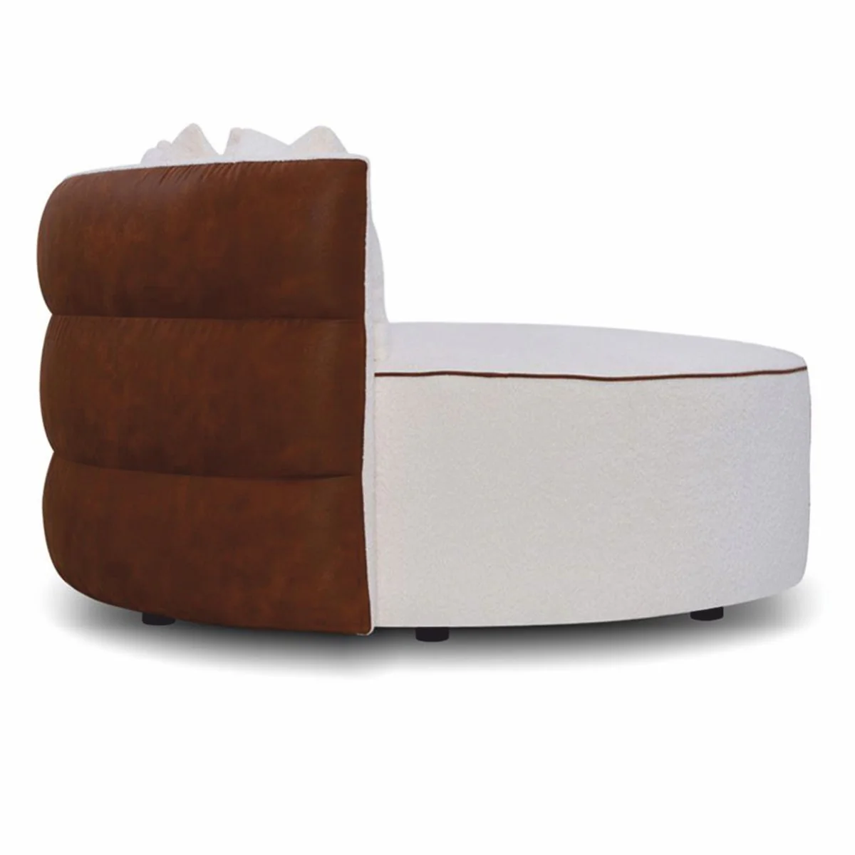 Luxus Sofa Weiß / Braun Ø 132 cm - Rundes Wohnzimmer Sofa