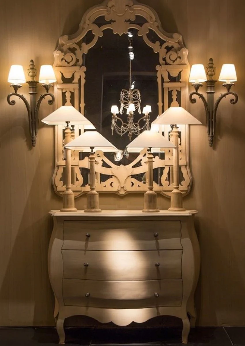 Luxus Landhausstil Massivholz Kommode mit 3 Schubladen Naturfarben - Handgefertigte Landhausstil Möbel - Luxus Qualität