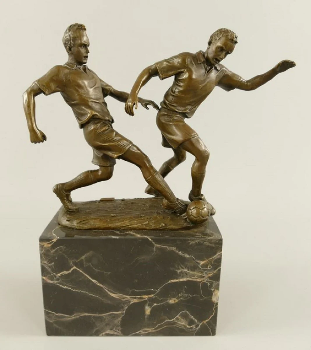 Bronze Skulptur 2 Fußballspieler Bronze / Grau H. 23 cm - Schreibtisch Deko