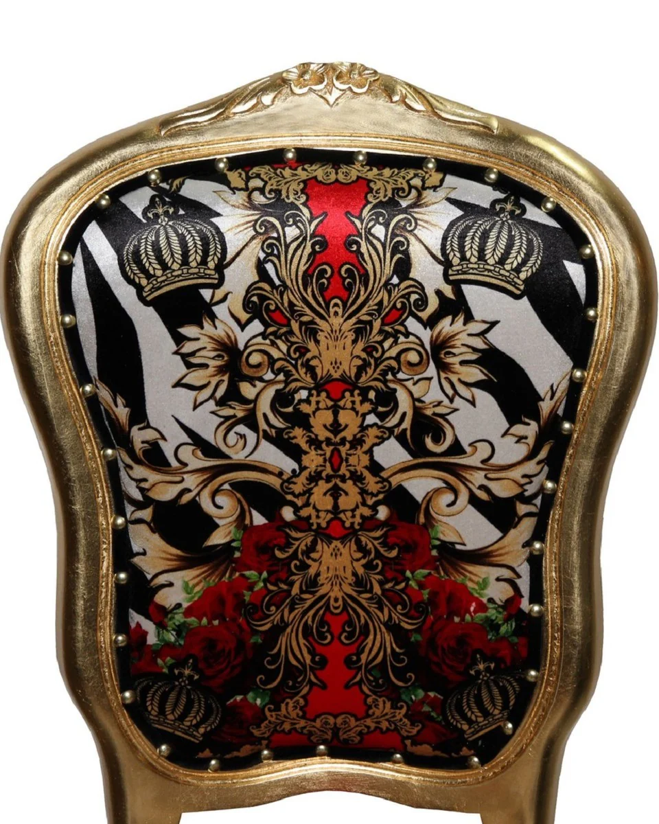 Pompöös by Luxus Barock Esszimmerstühle Krone Schwarz / Weiß / Rot / Gold - Pompööse Barock Stühle designed by Harald Glööckler - 4 Esszimmerstühle