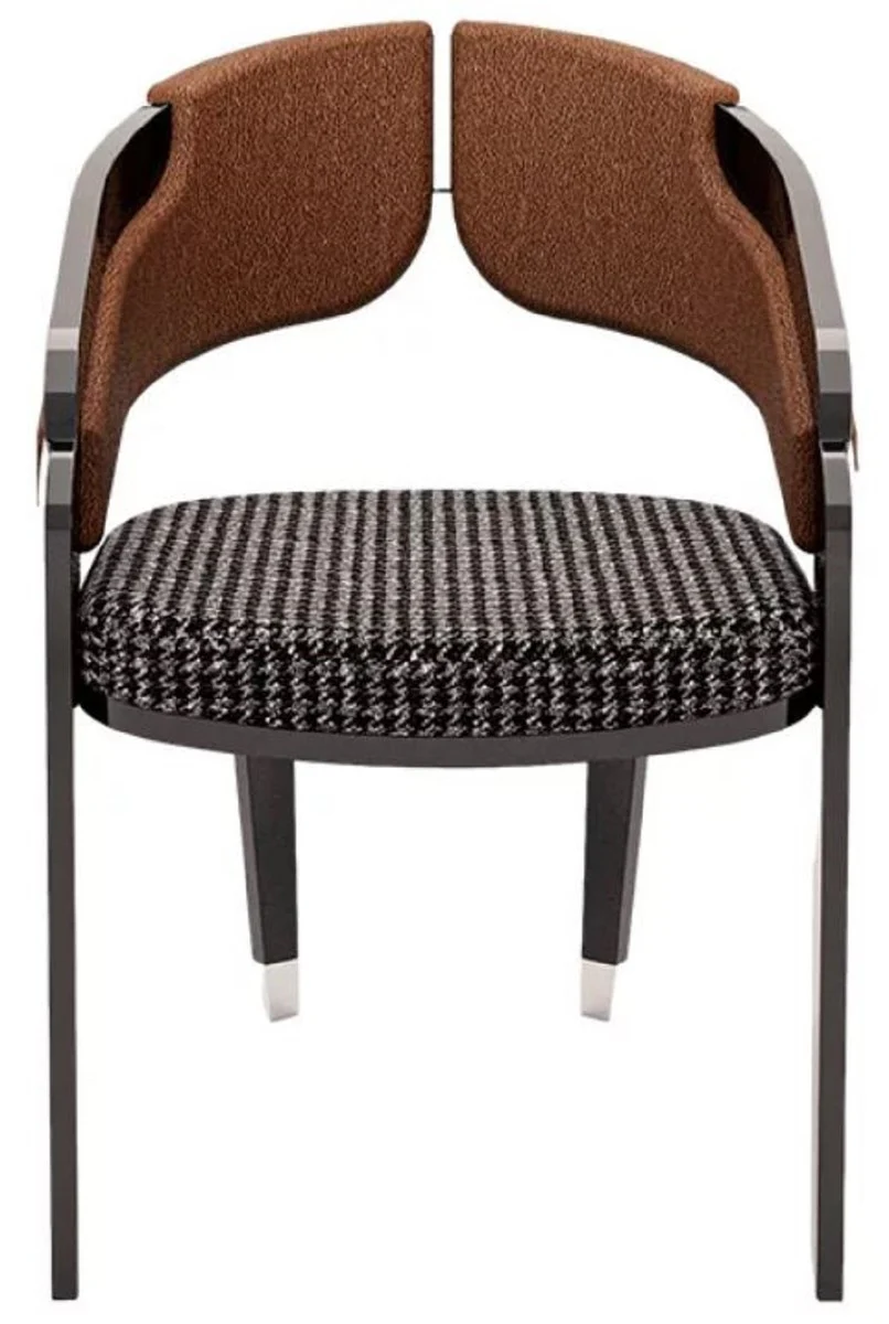 Luxus Designer Esszimmer Stuhl 8er Set Grau / Braun - Luxus Möbel - Designer Möbel - Esszimmer Möbel - Restaurant Möbel - Hotel Möbel - Luxus Qualität