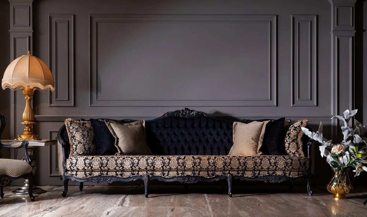 Luxus Barock Beistelltisch Silber / Naturfarben - Handgefertigter Tisch im Barockstil - Barock Wohnzimmer Möbel - Edel & Prunkvoll