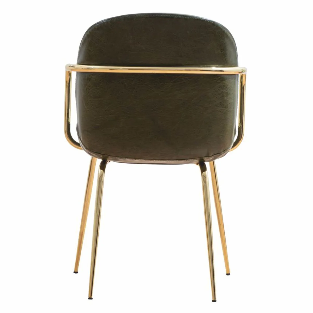 Luxus Kunstleder Esszimmer Stuhl 6er Set mit Armlehnen Grün / Gold H. 84 cm