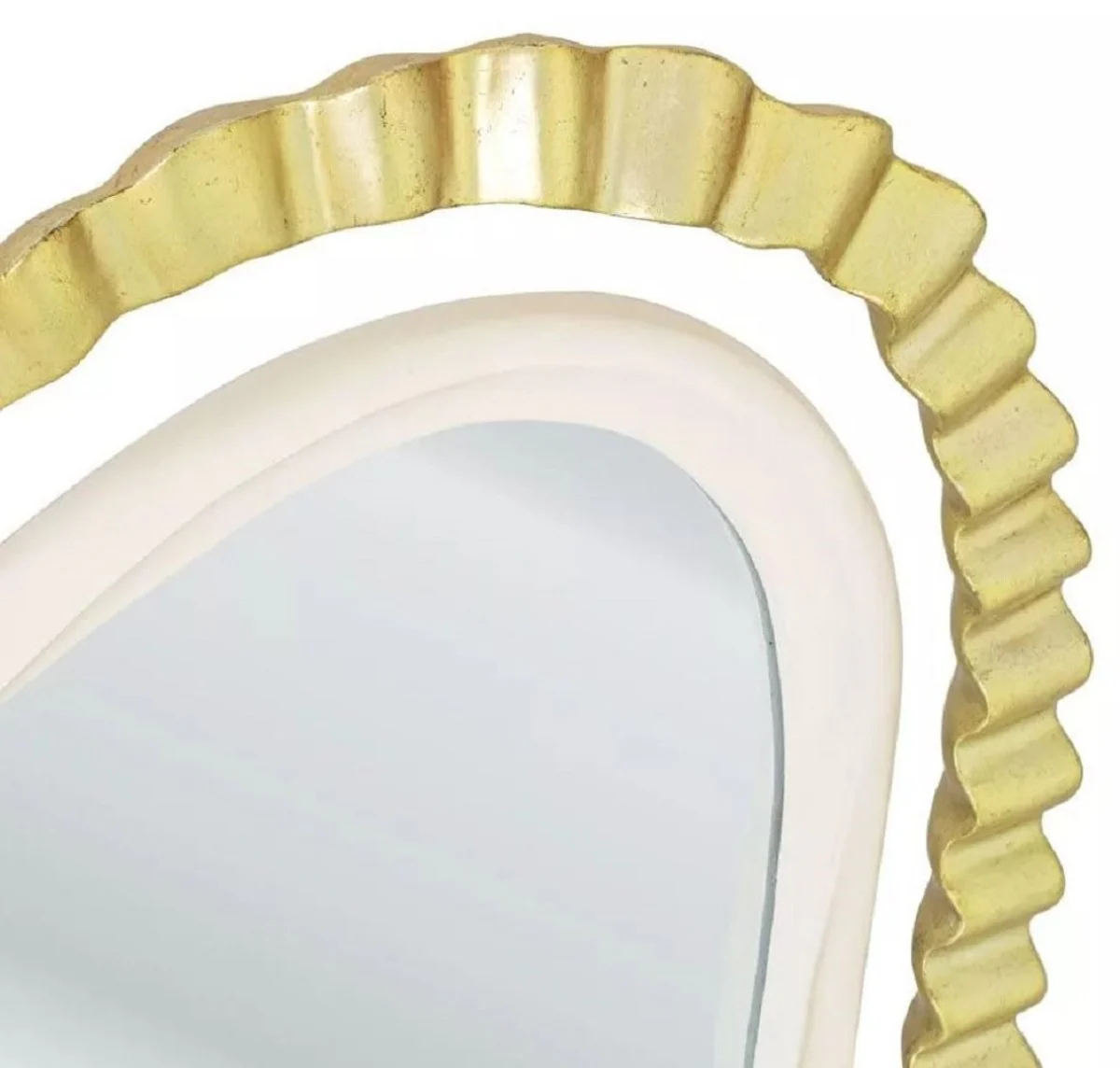 Luxus Barock Spiegel Weiß / Grau / Antik Gold - Prunkvoller Massivholz Wandspiegel im Barockstil - Luxus Möbel im Barockstil - Barock Möbel - Edel & Prunkvoll