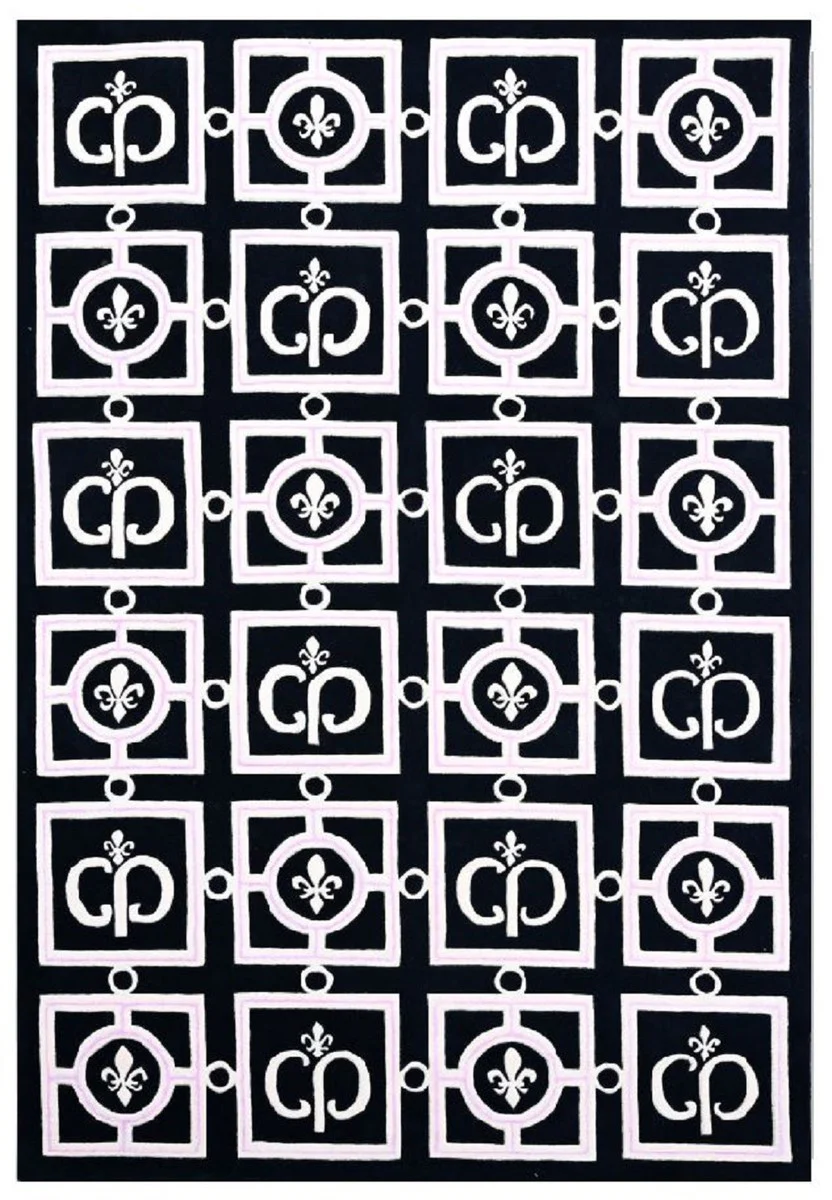 Luxus Barock Teppich Schwarz / Weiß / Lila 200 x 300 cm - Barock Interior