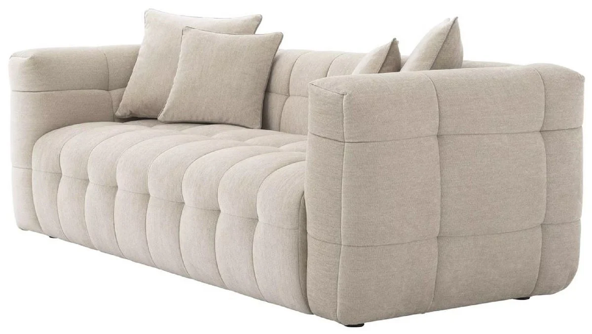 Luxus Sofa Sandfarben 230 x 100 x H. 75 cm - Wohnzimmer Sofa mit 4 Kissen - Wohnzimmer Möbel - Luxus Möbel - Wohnzimmer Einrichtung - Luxus Einrichtung - Luxus Qualität
