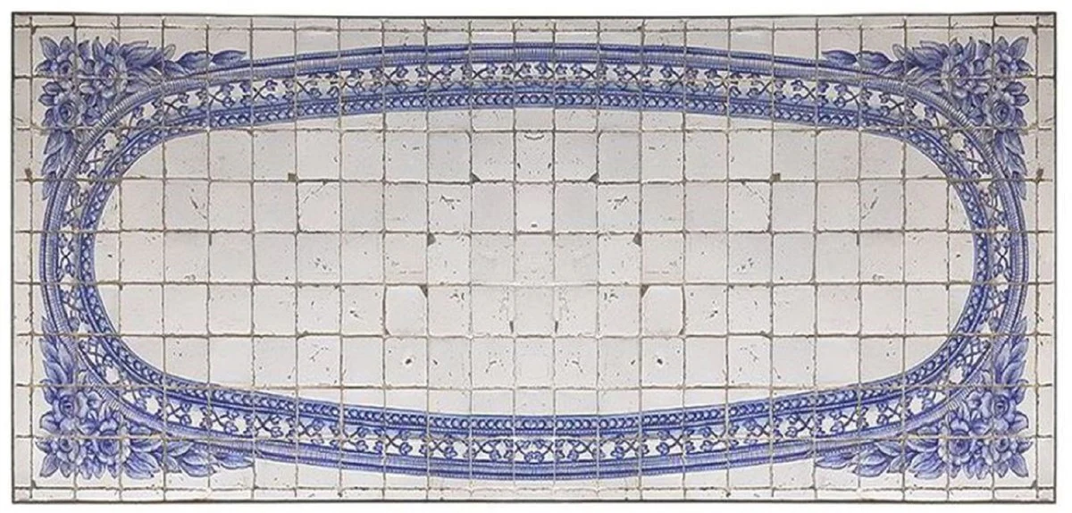 Luxus Barock Esstisch - Handgefertigter Schmiedeeisen Küchentisch mit Naturstein Mosaik Fliesen Tischplatte - Garten Tisch - Terrassen Tisch - Esszimmer Garten Terrassen Möbel