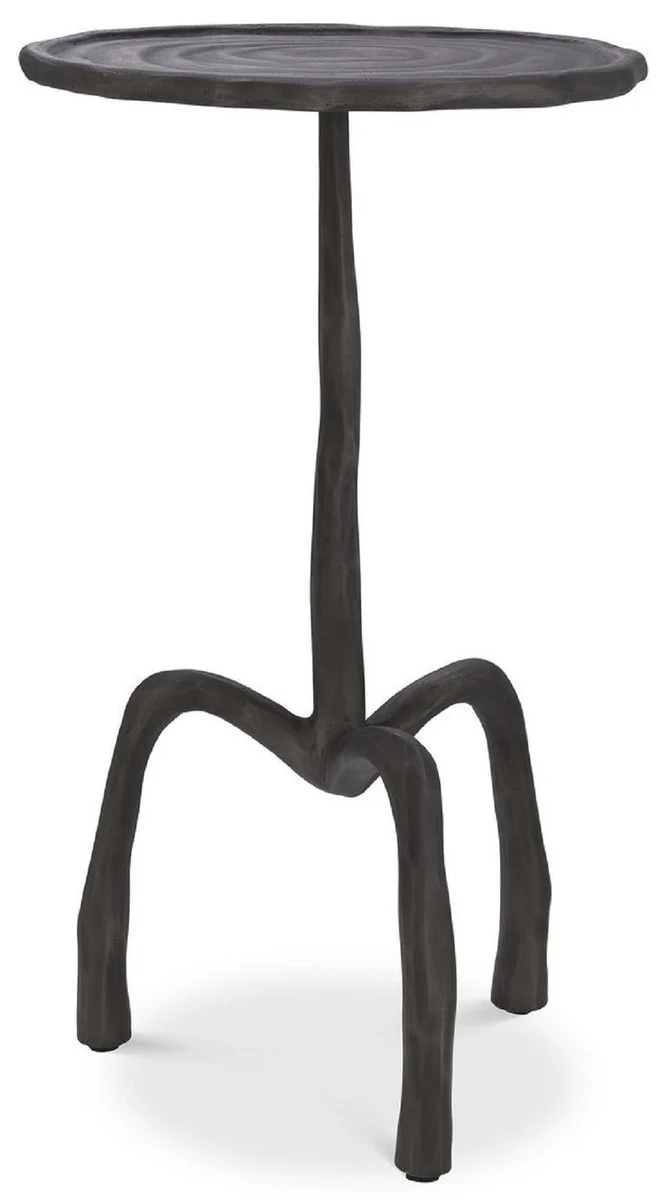 Luxus Beistelltisch Bronzefarben Ø 27,5 x H. 48 cm - Runder Metall Tisch in Holzoptik - Wohnzimmer Möbel - Luxus Möbel