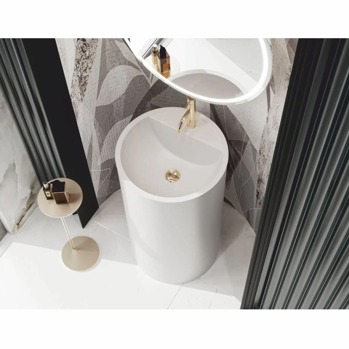 Luxus Standwaschbecken Weiß Ø 46 x H. 88 cm - Badezimmer Accessoires