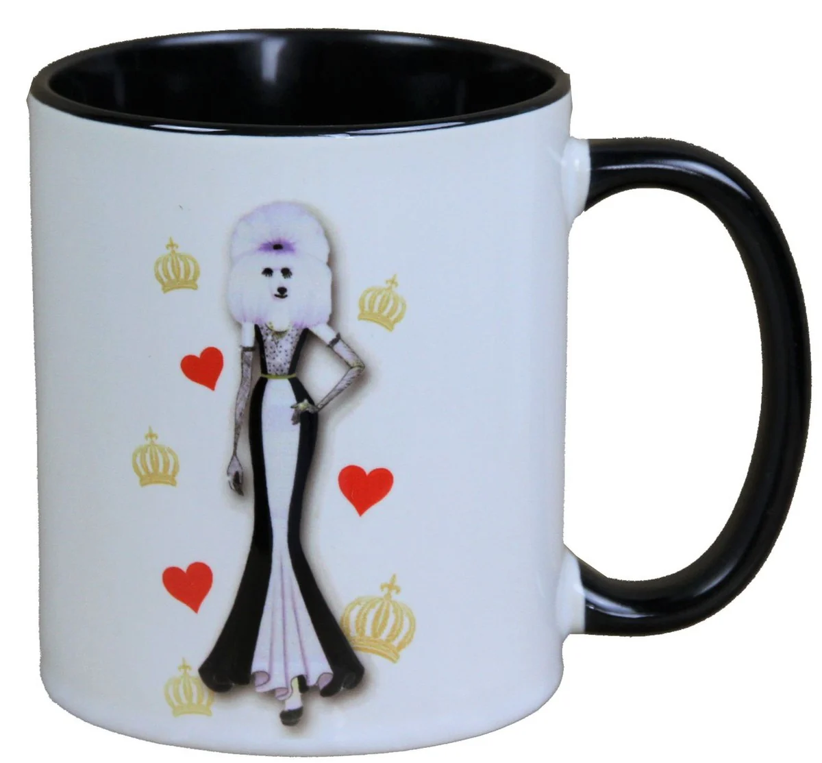 Harald Glööckler Pompöös Tasse Hund mit weiss-schwarzem Abendkleid - designed by Harald Glööckler